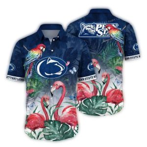 Penn State Nittany Lions Parrot And Flamingo Floral Art Hawaiian Shirt