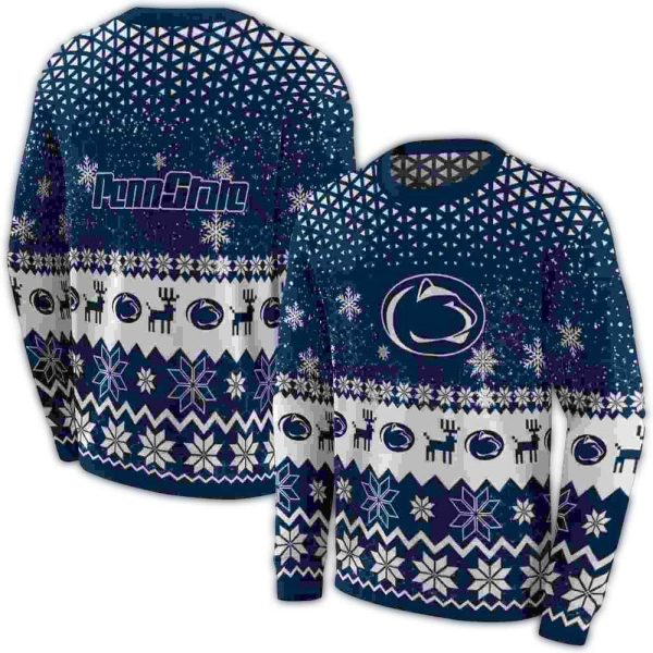 Penn State Nittany Lions Reindeer Motif Christmas AOP Sweatshirt 1