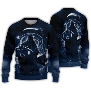 Penn State Nittany Lions Skull Death Reaper Scythe Ugly Sweater