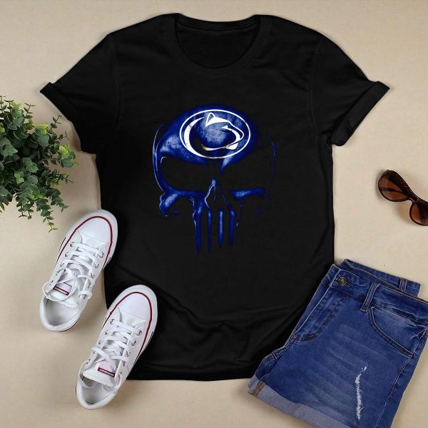 Penn State Nittany Lions Skull Emblem T Shirt Black 1