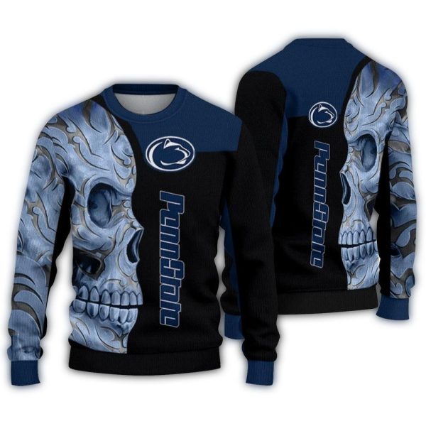 Penn State Nittany Lions Skull Swirl Ugly Sweater 1