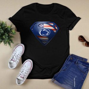 Penn State Nittany Lions Superman Shield American Flag T-Shirt