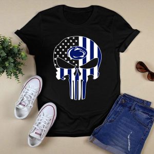 Penn State Nittany Lions The Punisher Skull With American Flag T-Shirt