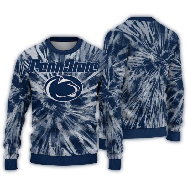 Penn State Nittany Lions Tie Dye Pattern Ugly Sweater 1