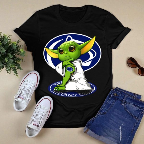 Penn State Nittany Lions Yoda with Team Logo and Jedi Robes T Shirt Black 1