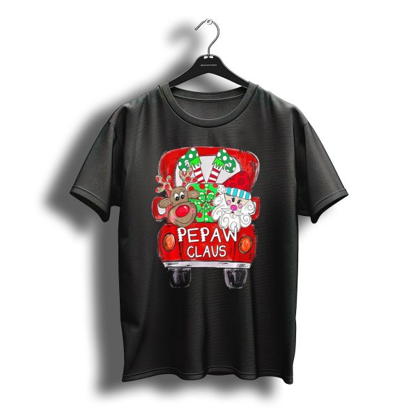Pepaw Claus Reindeer Santa Christmas Truck With Gifts And Candy Canes T Shirt t shirt 1