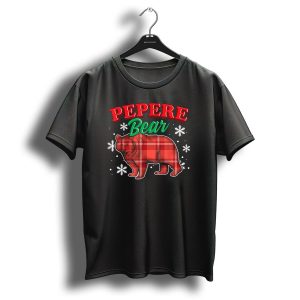 Pepere Bear Buffalo Plaid Christmas Snowflakes Family T Shirt