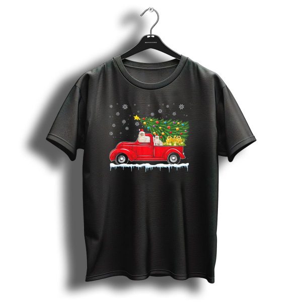 Persian Cat Christmas Red Truck With Tree And Snowflakes T Shirt 1 t shirt 1