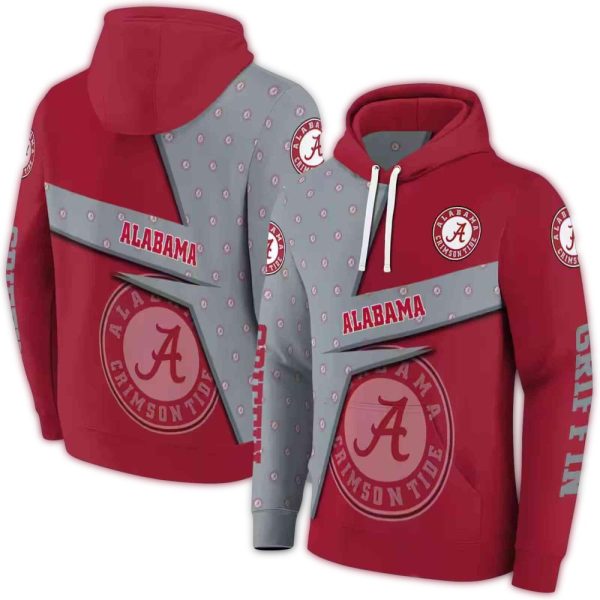 Personalized Alabama Crimson Tide Abstract Shape AOP Hoodie 1