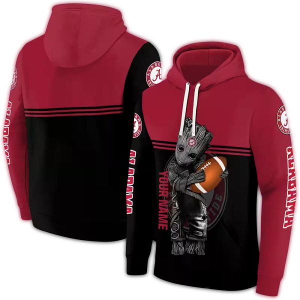 Personalized Alabama Crimson Tide Baby Groot AOP Hoodie 1