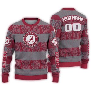 Personalized Alabama Crimson Tide Bulldog Motif Ugly Sweater