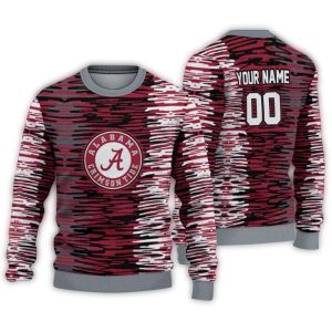 Personalized Alabama Crimson Tide Camouflage Stripe Ugly Sweater