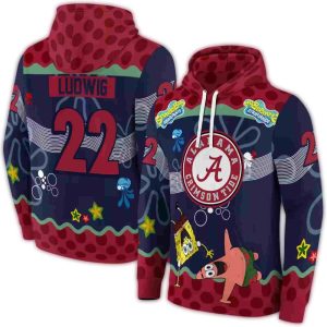 Personalized Alabama Crimson Tide Cartoon Patrick Star All-Over Print Hoodie