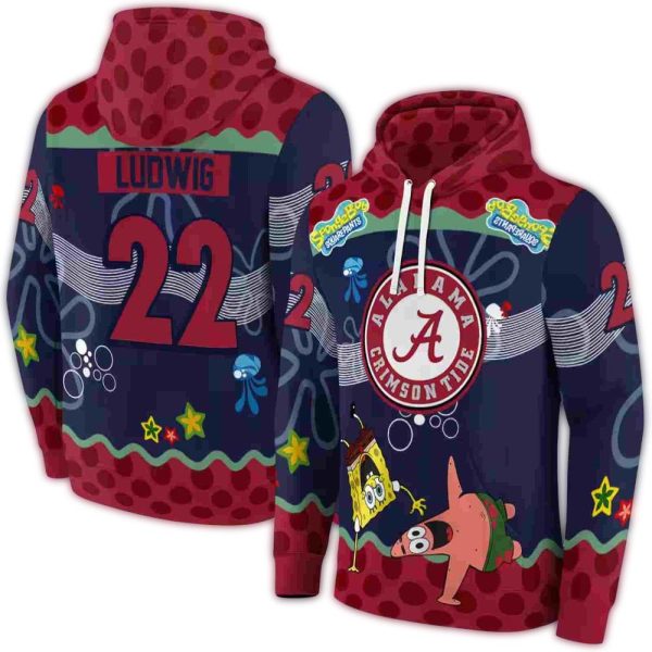Personalized Alabama Crimson Tide Cartoon Patrick Star AOP Hoodie 1
