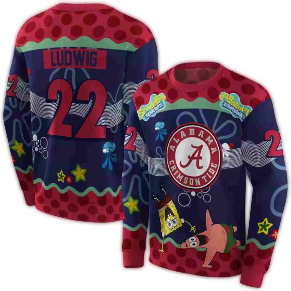 Personalized Alabama Crimson Tide Cartoon Patrick Star AOP Sweatshirt 1