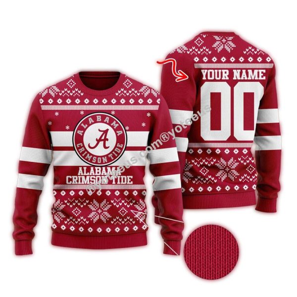 Personalized Alabama Crimson Tide Christmas Ugly Sweater 1