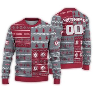 Personalized Alabama Crimson Tide Christmastree Bands Ugly Sweater