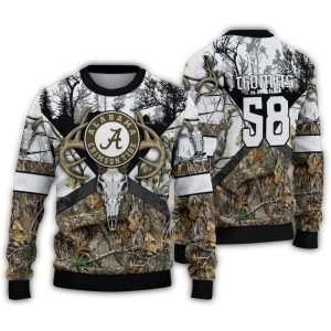 Personalized Alabama Crimson Tide Deer Antlers Ugly Sweater