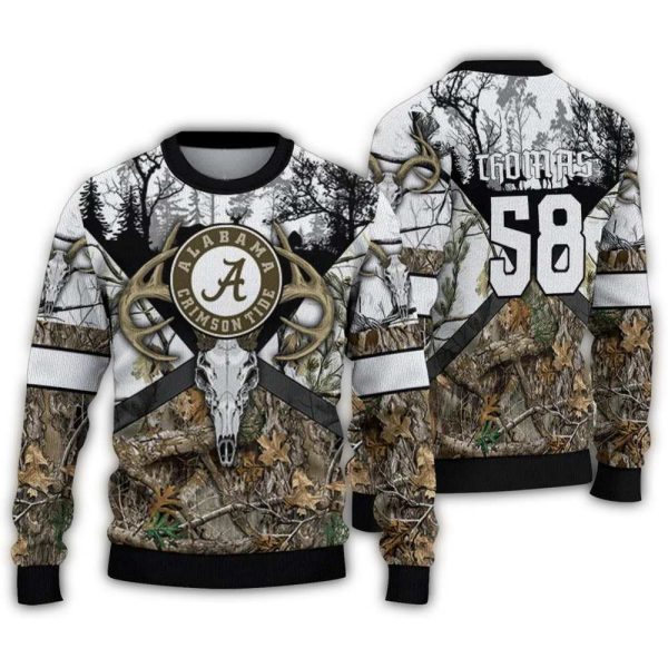 Personalized Alabama Crimson Tide Deer Antlers Ugly Sweater 1