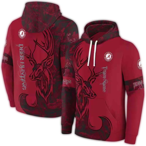 Personalized Alabama Crimson Tide Deer Silhouette AOP Hoodie 1