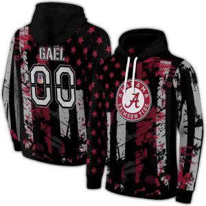 Personalized Alabama Crimson Tide Distressed Flag Crimson All-Over Print Hoodie