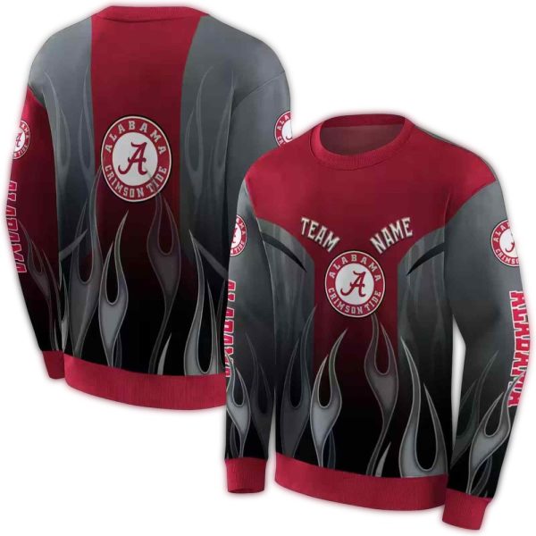 Personalized Alabama Crimson Tide Flame AOP Sweatshirt 1