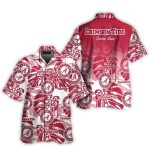 Personalized Alabama Crimson Tide Floral Leafs Pattern Hawaiian Shirt