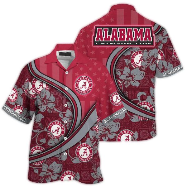 Personalized-Alabama-Crimson-Tide-Flower-and-Flag-US-Hawaiian-Shirt-1 Personalized Alabama Crimson Tide Flower and Flag US Hawaiian Shirt 1