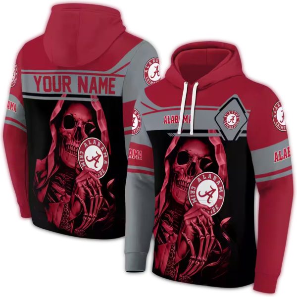 Personalized Alabama Crimson Tide Grim Reaper Crimson AOP Hoodie 1
