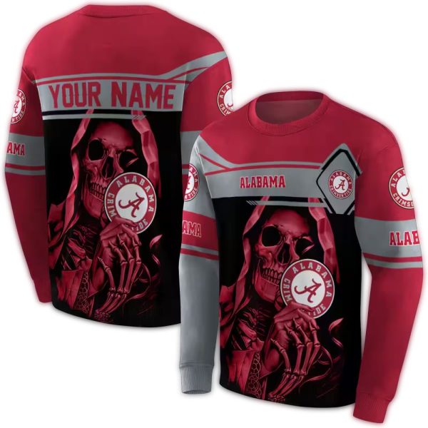 Personalized Alabama Crimson Tide Grim Reaper Crimson AOP Sweatshirt 1