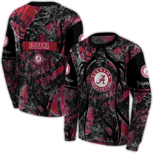 Personalized Alabama Crimson Tide Hunting Theme Crimson AOP Sweatshirt 1