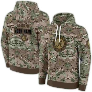 Personalized Alabama Crimson Tide Military Camo Style All-Over Print Hoodie