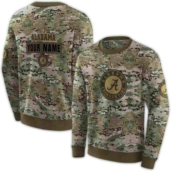 Personalized Alabama Crimson Tide Military Camo Style AOP Sweatshirt 1