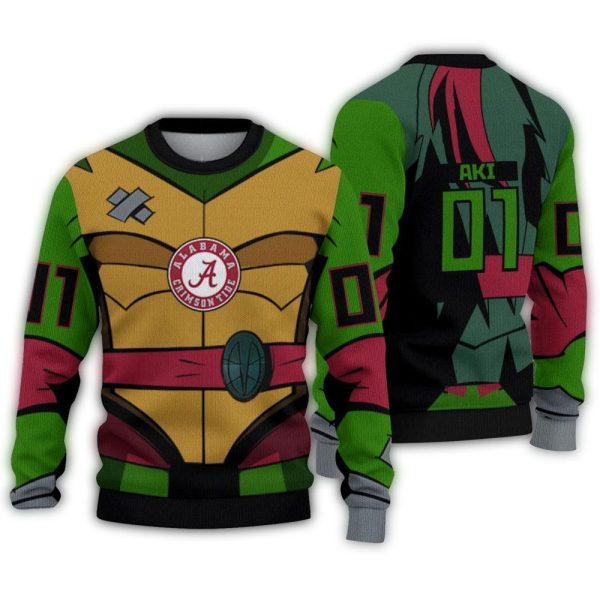 Personalized Alabama Crimson Tide Ninja Turtle Ugly Sweater 1