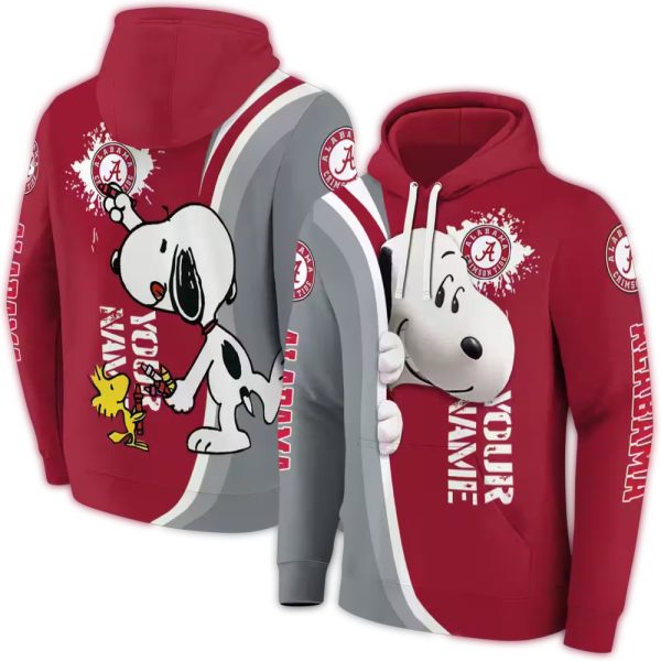 Personalized Alabama Crimson Tide Peeking Snoopy AOP Hoodie 1