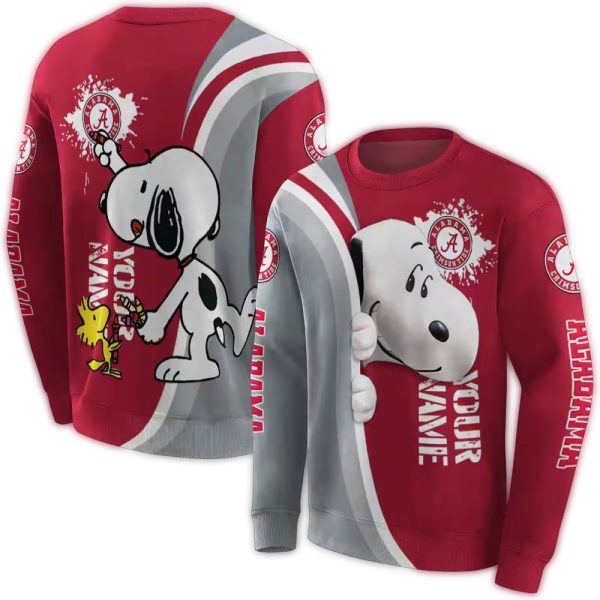 Personalized Alabama Crimson Tide Peeking Snoopy AOP Sweatshirt 1