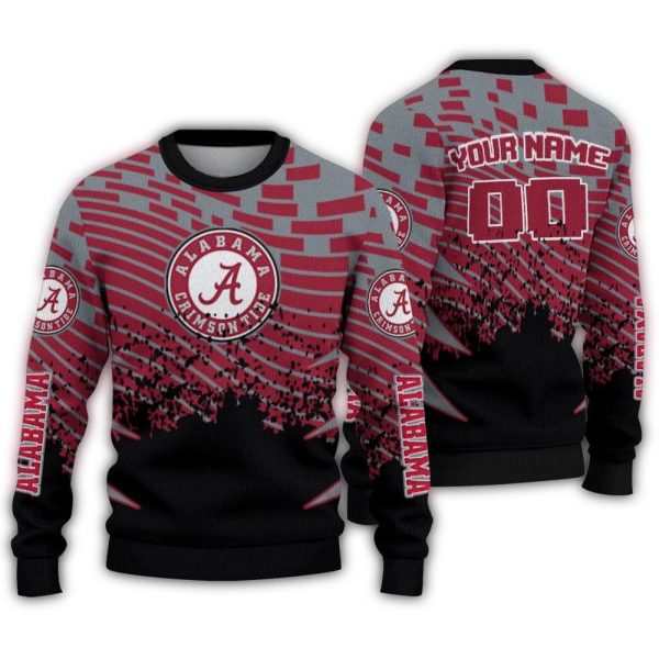 Personalized Alabama Crimson Tide Pixel Flow Ugly Sweater 1