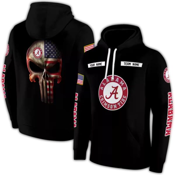 Personalized Alabama Crimson Tide Punisher Skull AOP Hoodie 1