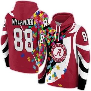 Personalized Alabama Crimson Tide Puzzle Pieces All-Over Print Hoodie