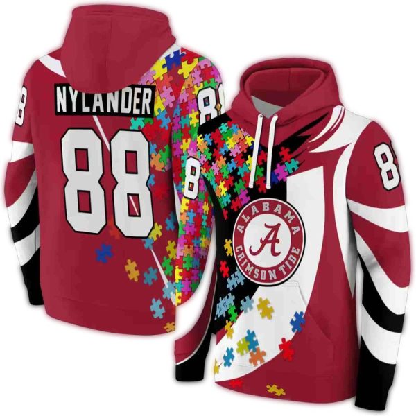 Personalized Alabama Crimson Tide Puzzle Pieces AOP Hoodie 1