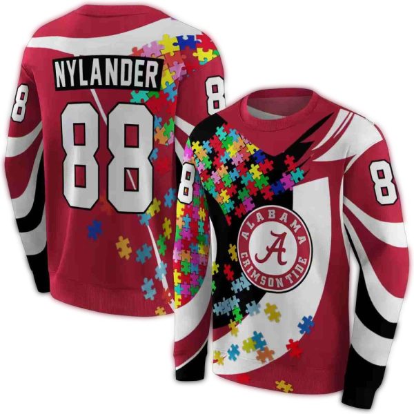 Personalized Alabama Crimson Tide Puzzle Pieces AOP Sweatshirt 1