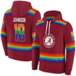 Personalized Alabama Crimson Tide Rainbow Stripes All-Over Print Hoodie
