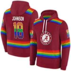 Personalized Alabama Crimson Tide Rainbow Stripes All-Over Print Hoodie