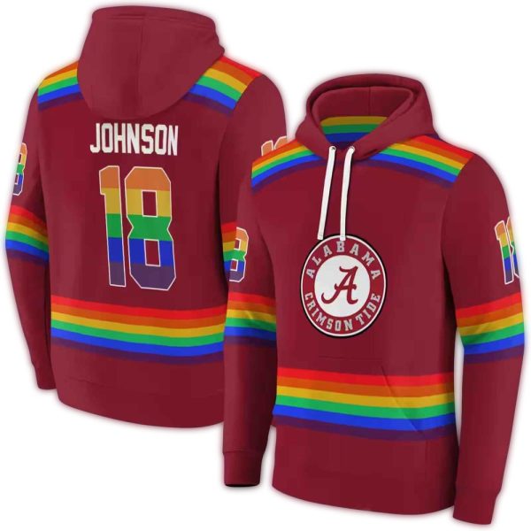 Personalized Alabama Crimson Tide Rainbow Stripes AOP Hoodie 1