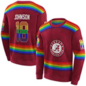 Personalized Alabama Crimson Tide Rainbow Stripes All-over Print Sweatshirt