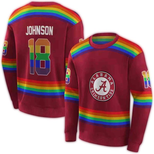 Personalized Alabama Crimson Tide Rainbow Stripes AOP Sweatshirt 1