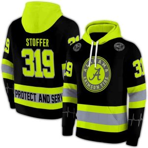 Personalized Alabama Crimson Tide Safety Motif Black Neon Green All-Over Print Hoodie