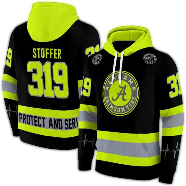 Personalized Alabama Crimson Tide Safety Motif Black Neon Green AOP Hoodie 1