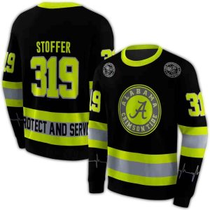 Personalized Alabama Crimson Tide Safety Motif Black Neon Green All-over Print Sweatshirt