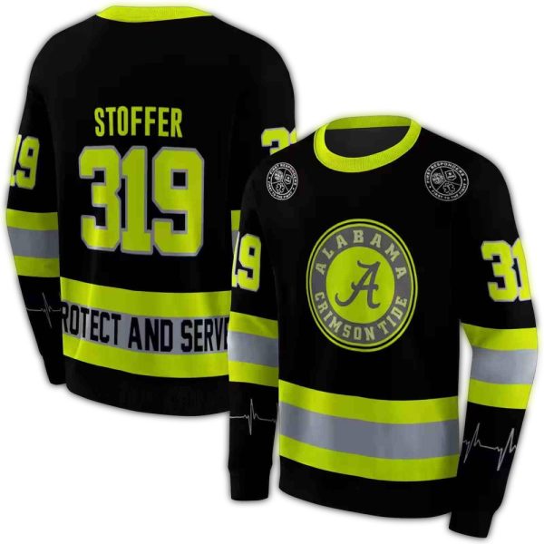 Personalized Alabama Crimson Tide Safety Motif Black Neon Green AOP Sweatshirt 1